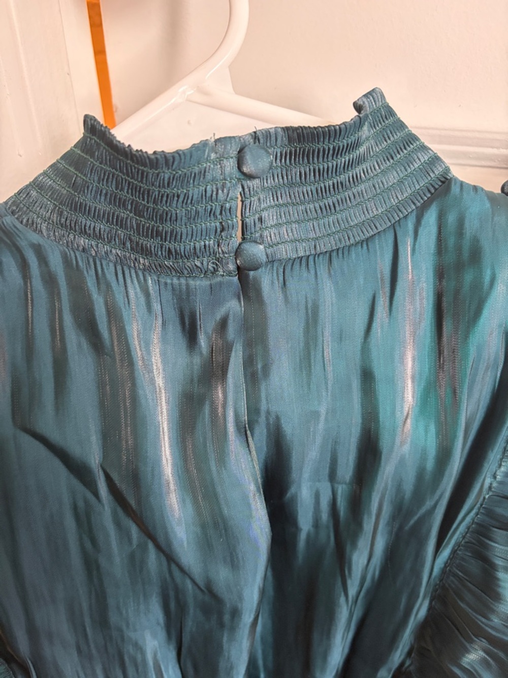 Lulu's Teal Ruffled High-Neck Maxi Dress - Picture 3 of 3
